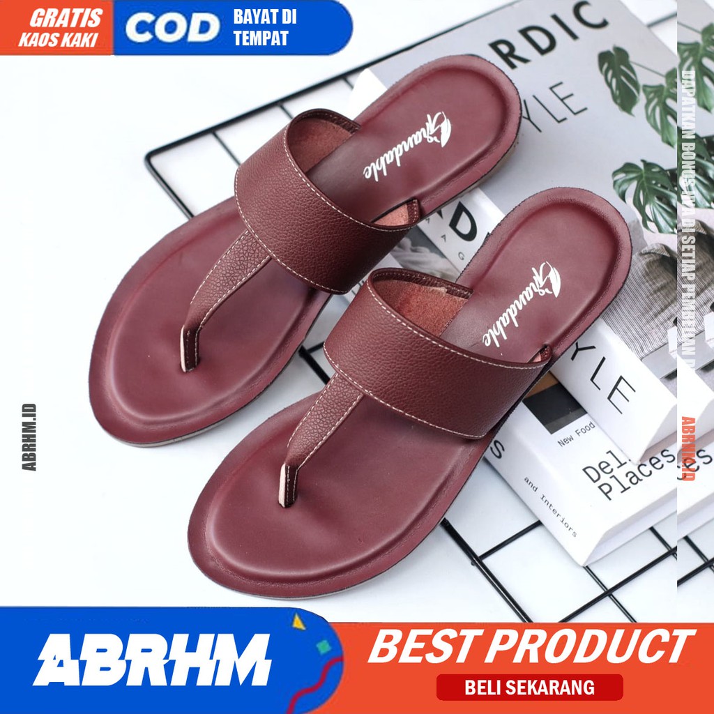 ABRHM x GESI Sandal Kulit Wanita Sandal jepit Papirut Asli Garut Sandal Wanita Casual Santai Original Murah Terlaris