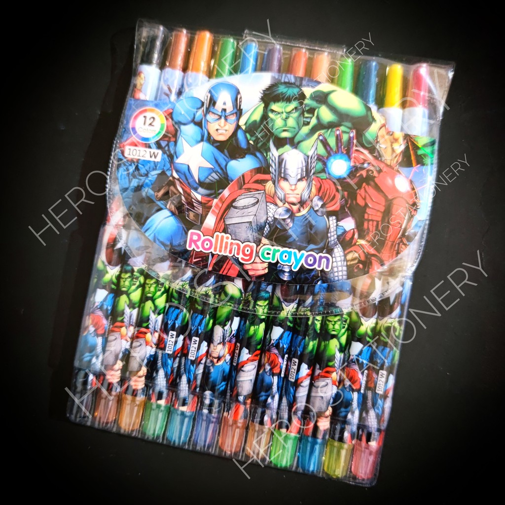 

Krayon putar superhero avengers rolling crayon set 12 warna