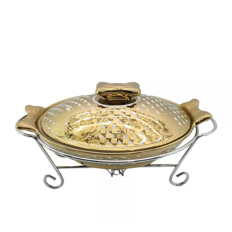 Prasmanan Basi Food Warmer Keramik Nakami Model Pita 13"