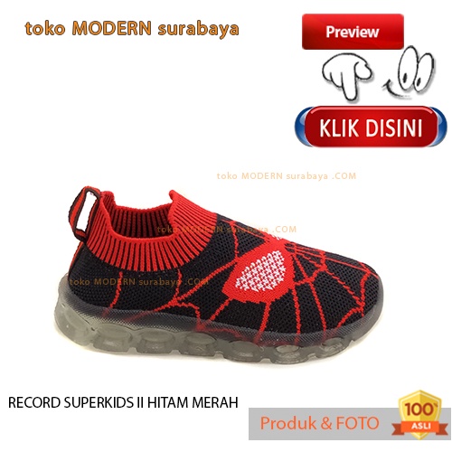 RECORD SUPERKIDS II HITAM MERAH sepatu anak sepatu casual lampu