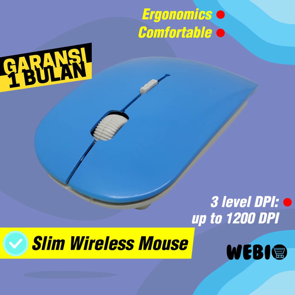 Mouse Wireless W102 USB Wireles Mause Laptop PC Murah Unik Ada Warna Pink Green Blue Red Black White