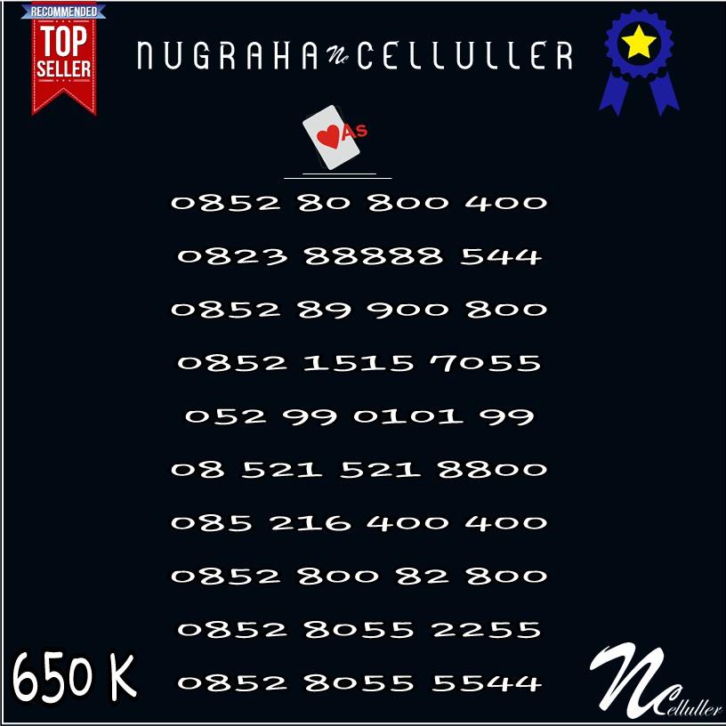 Nomor Cantik Kartu As ABAB AABB Ratusan panca 88888  Murah