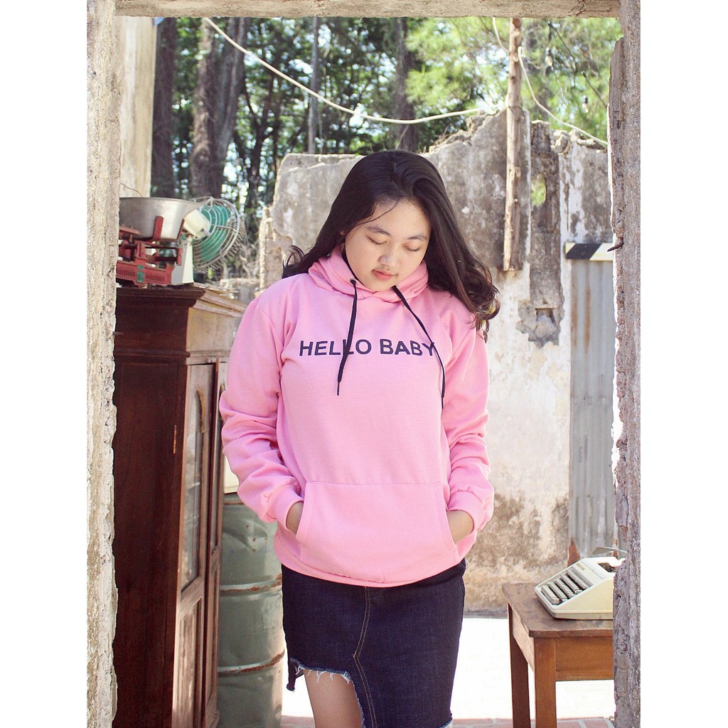 Sweater Hoodie Hello Baby Fit to  XL(BESAR)