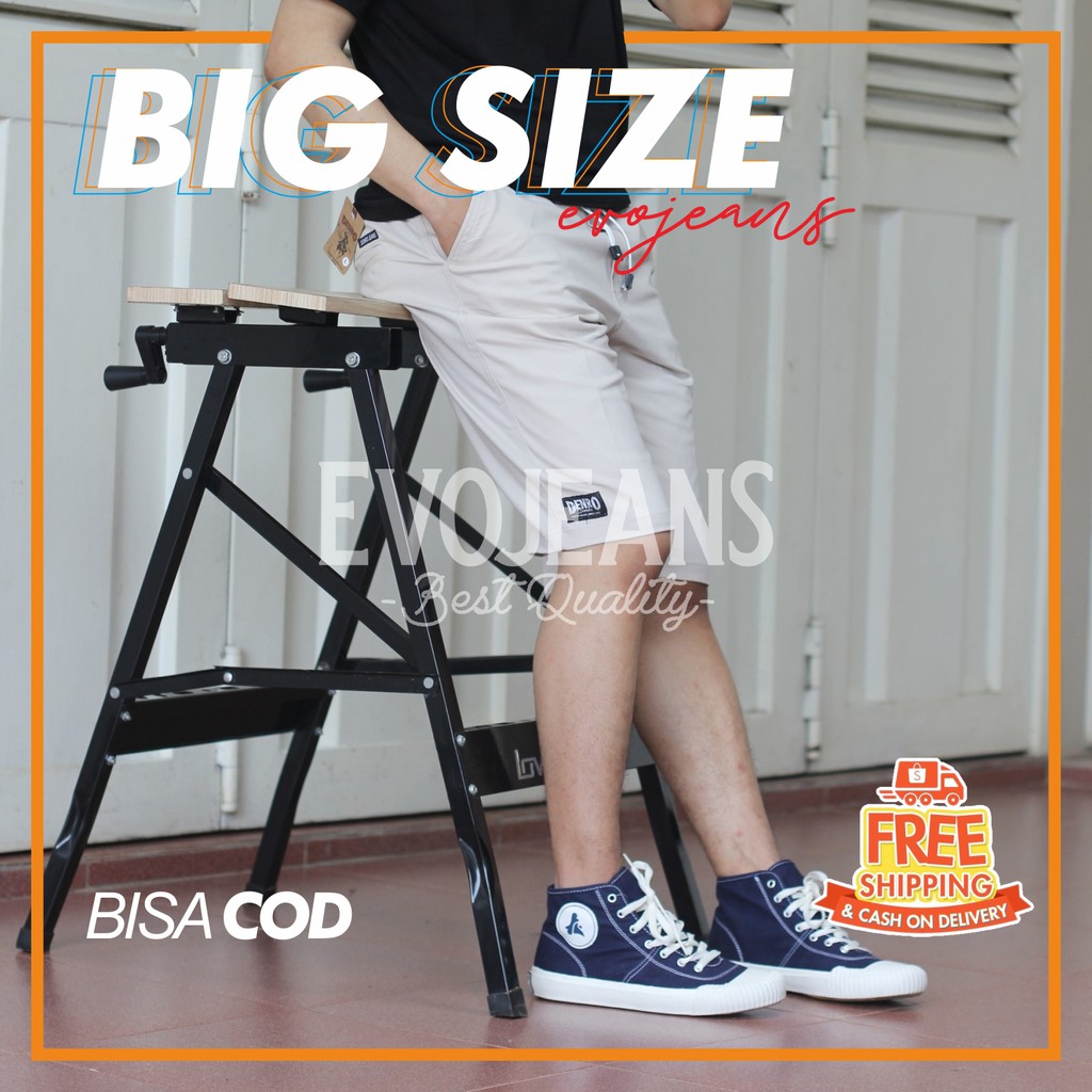 CELANA JUMBO CHINO PANTS PENDEK PINGGANG KARET BIG SIZE / EVO JEANS ORIGINAL PRODUK