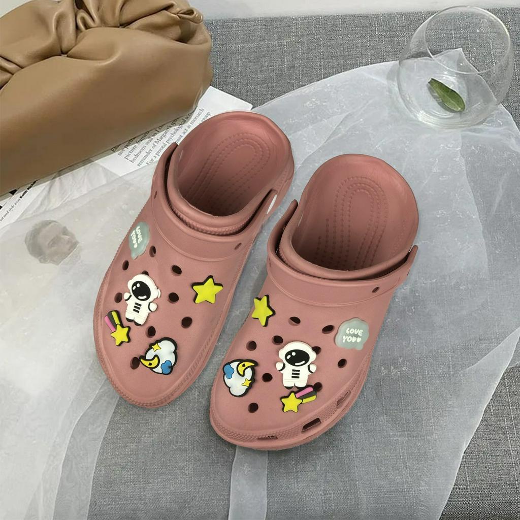 Crocs Jibbitz Lucu Astronaut  Bae Clog Sandal Platform Tebal Tinggi 8cm - 36/40