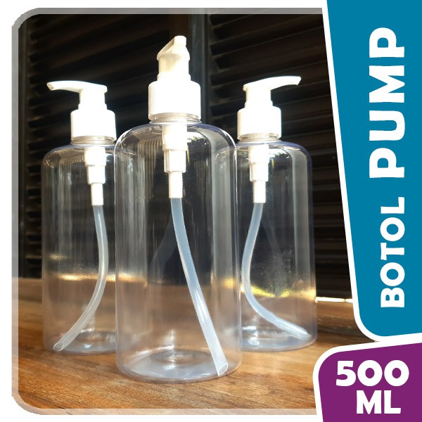 BOTOL PUMP 500ml / Pump Bening - Botol Pet Memanjang / Tinggi