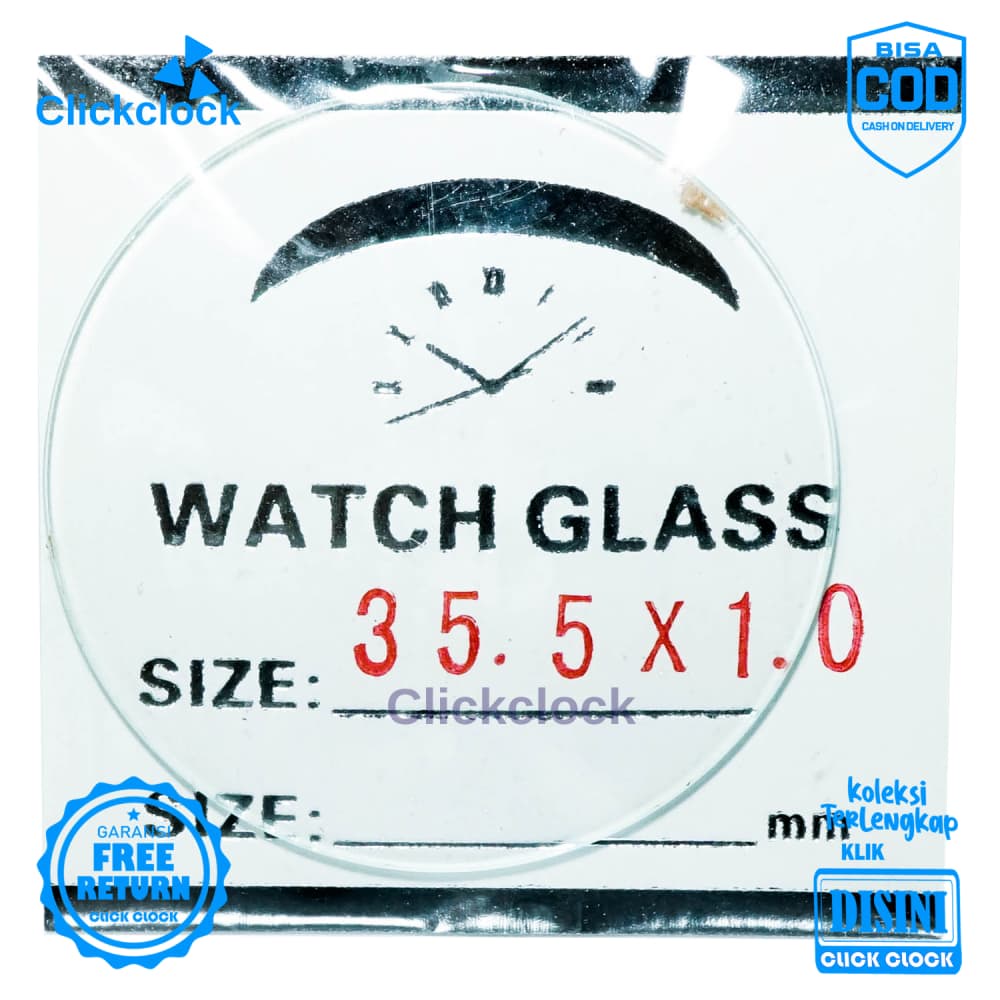 Kaca Jam Kaca Bahan Watch Glass PNC-355 Murah 3,55 cm