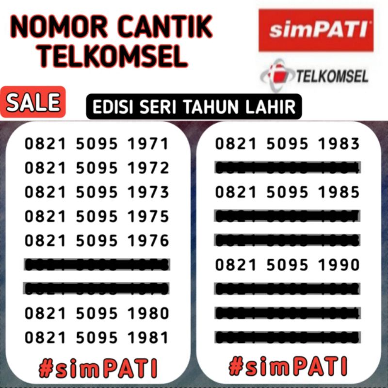Nomor Cantik Kartu Perdana Telkomsel Simpati 0821 Seri Tahun Lahir