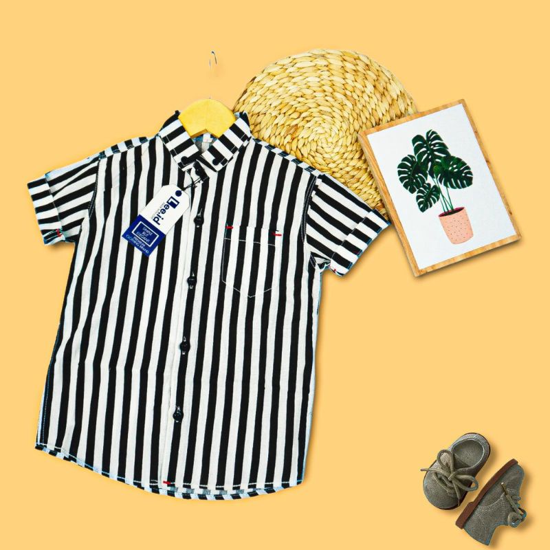 Kemeja salur Anak Laki-Laki Kemeja Distro Umur 1-10 Tahun Bahan Mat Cutton  Warna Maroon