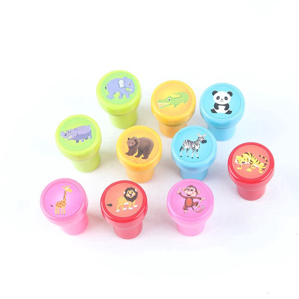 10Pcs / Set Stempel Bentuk Hewan Buah untuk Latihan Anak