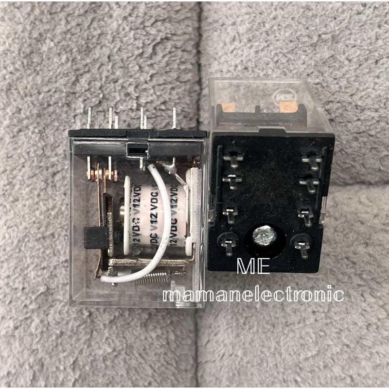 Relay Rilay Merk ZN 12V 8 Pin 8 Kaki