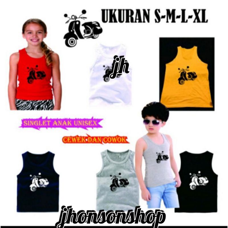 kaos singlet anak anak cewe/cwo logo V€SP4 DISTRO  CATTON COMBET. buat usia 2-11