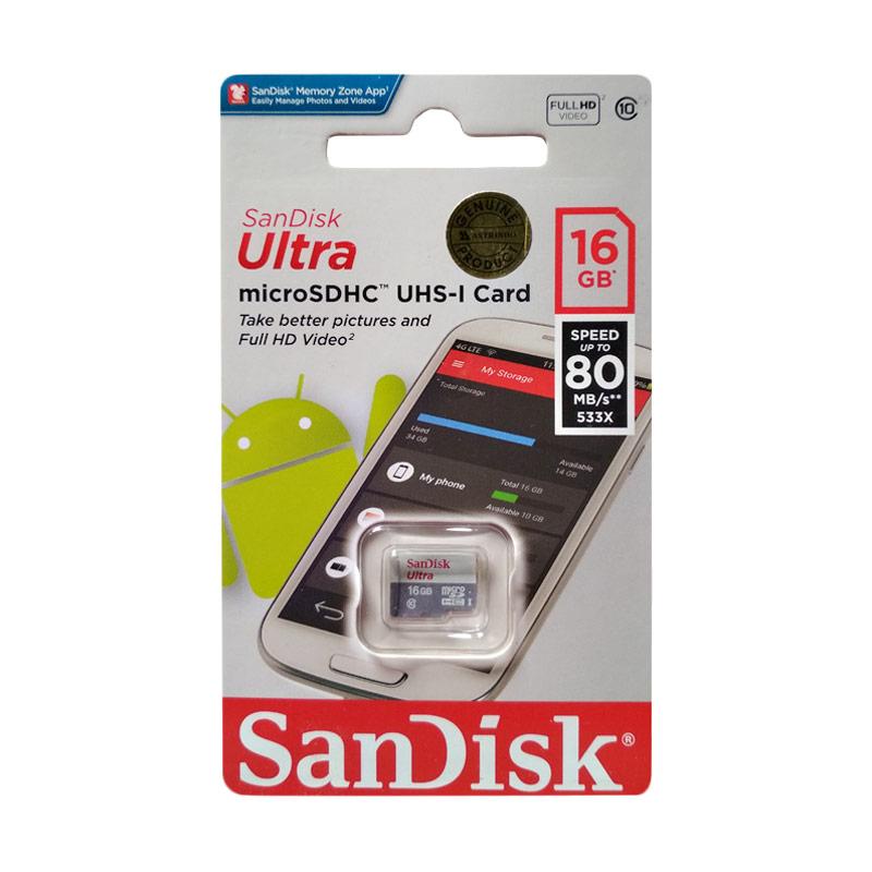 Sandisk Ultra Micro SD 16GB 80Mbps CLASS 10 MicroSDHC MicroSD Memory Card