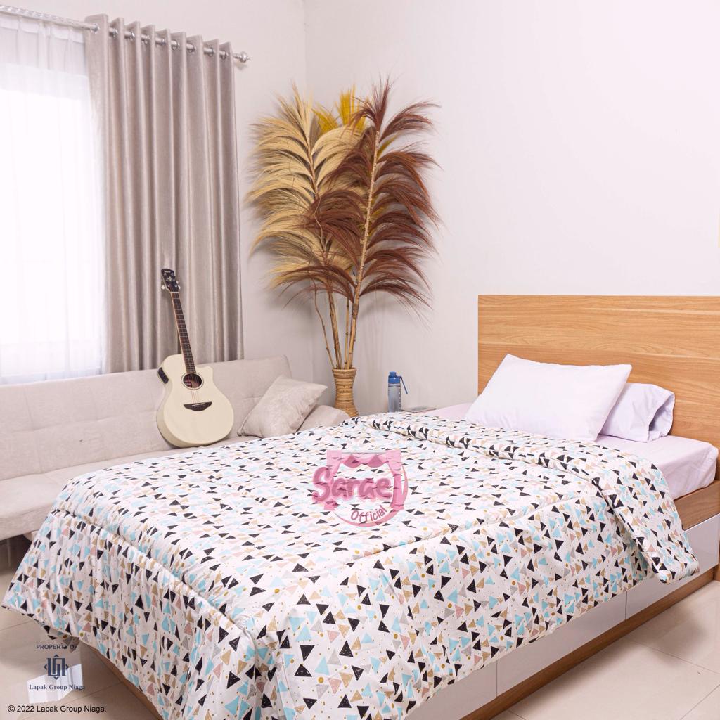 Two tone Bedcover sprei set by SARAE OFFICIAL katun jepang adem bahan halus abu tua muda minimalis