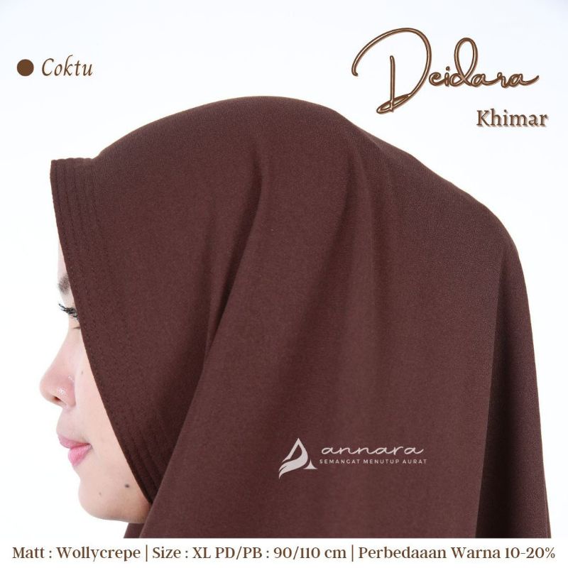 Hijab instan jumbo syari Deidara size XXL khimar nonpad/ nonpet wollycrepe Annara