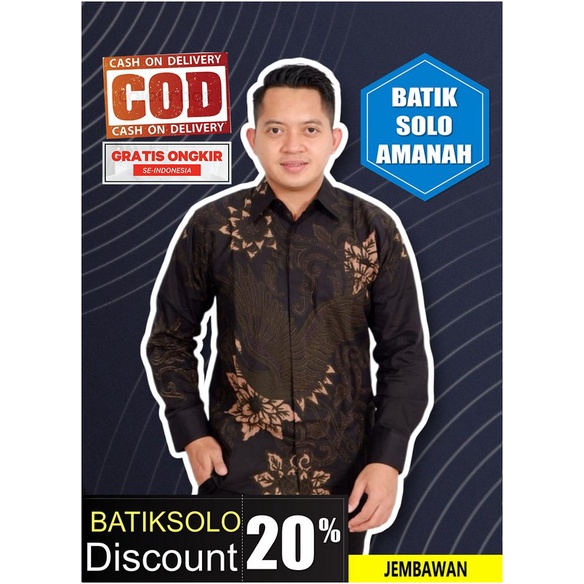 JEMBAWAN KEMEJA BATIK SOLO PRIA LENGAN PANJANG FULL FURING ATASAN BAJU PREMIUM MODERN BATIK INDONESI