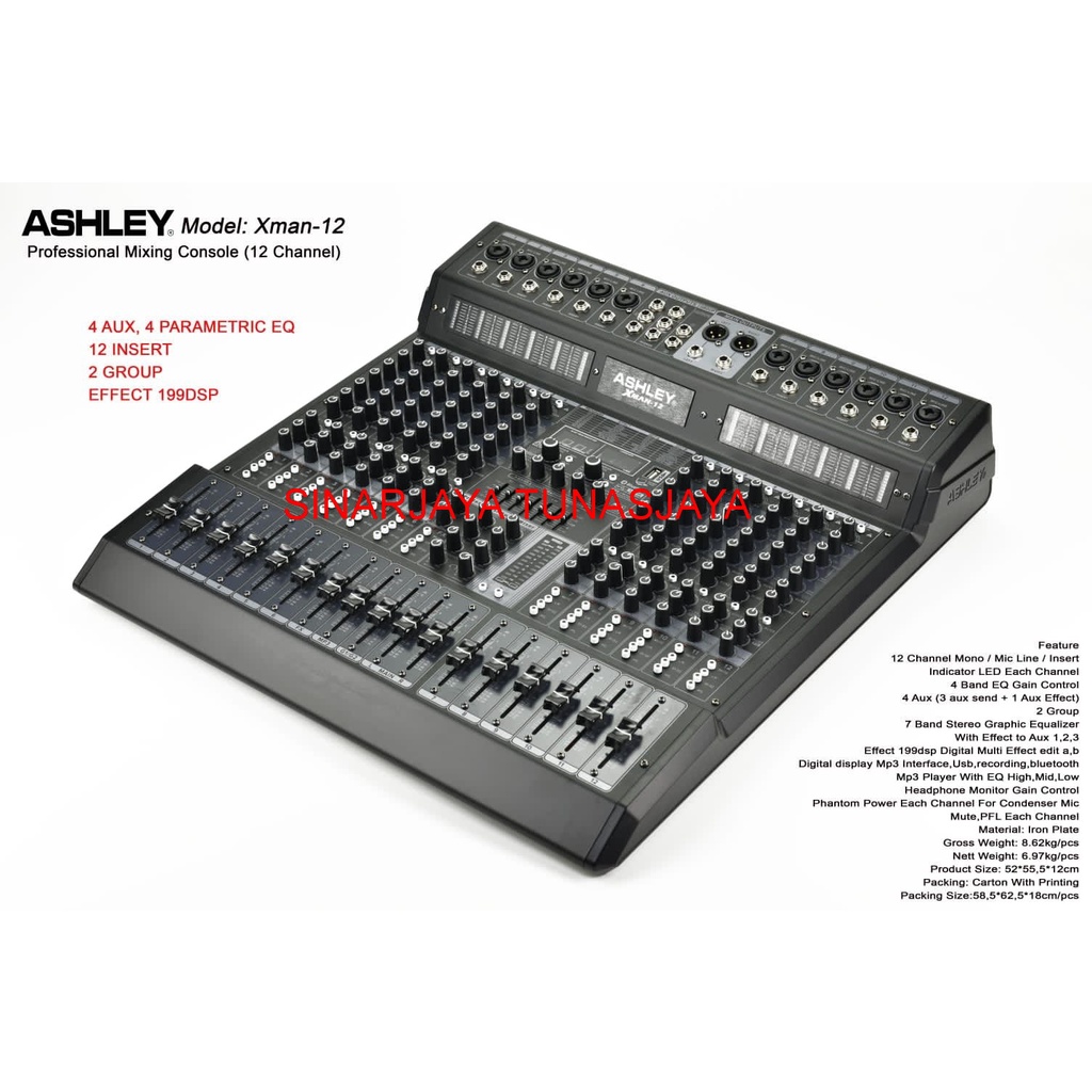 Mixer Ashley Xman12 Original 12 XMAN12 Channel Bluetooth - USB Interface XMAN 12 NEW VERSION