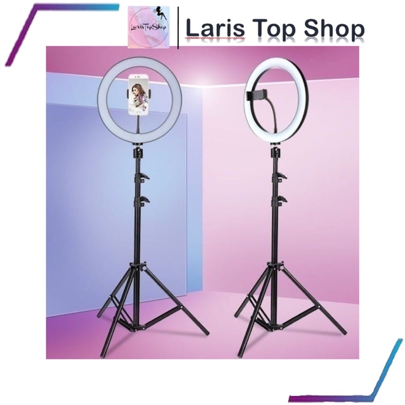 Ringlight LED 26cm / Lampu Ring LED 26 cm + Tripod 2.1 m / Lampu Selfie Make Up vlog / Lampu Tiktok / Ringlight 26cm + Tripod 2.1m + Holder Hp / Lampu Ring Light MUA / Lampu Live Streaming