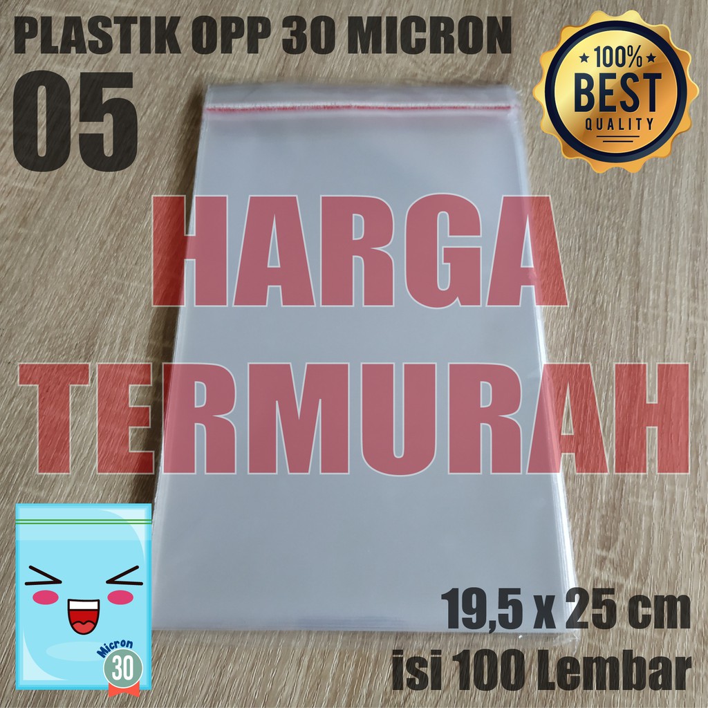 

PLASTIK OPP 19,5 x 25 cm TEBAL 30 Micron (0,5) PLASTIK KEMASAN ISI 100 PCS