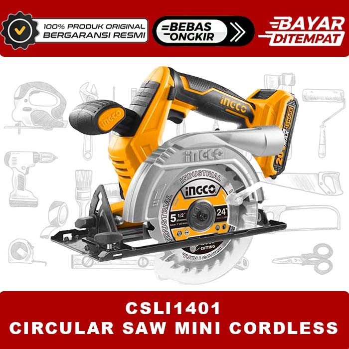 CIRCULAR SAW MINI CORDLESS GERGAJI SERKEL KAYU BATERAI INGCO CSLI1401