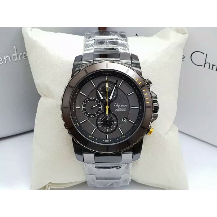 JAM TANGAN ALEXANDRE CHRISTIE WATCH AC 6141 PRIA SPORTY GREY BLACK ORIGINAL