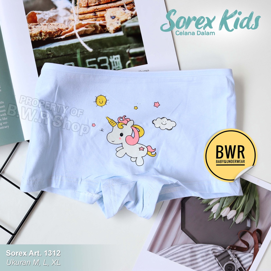 CD Boxer Sorex 1303 1310 1311 1312 1313 1314 1315 / Celana Dalam Anak SD / Boxer Anak Perempuan Motif Lucu Terbaru | Bwr