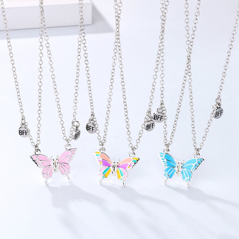 2pcs / Set Kalung Magnet Butterfly BFF Untuk Pria Dan Wanita