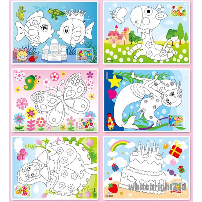 (white3) Lukisan Diamond 5D DIY Gambar Kartun Untuk Anak-Anak