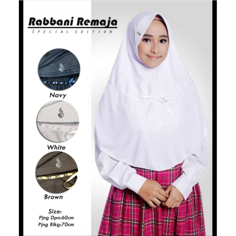 Jilbab Rabbani Serut Depan SD dan SMP  ORIGINAL Nazilla