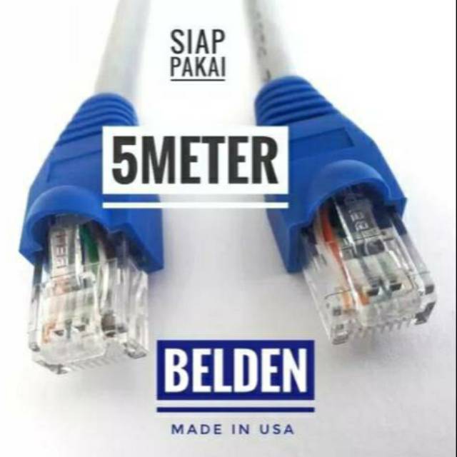 Belden Kabel Lan 5 meter UTP Cat6 siap pakai sudah dicrimping rj45 Belden 7814A Abu abu