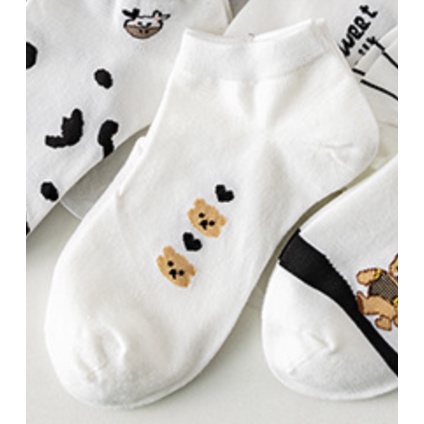 MURMURE.ID | KAOS KAKI WANITA MOTIF KARAKTER CUTE KAOS KAKI PENDEK MOTIF SEMATA KAKI IMPORT MURAH-MONO - 2HEART 2BEAR