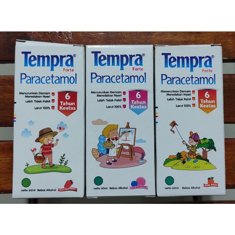 Tempra Forte Sirup 60 ML / Paracetamol 250 Mg / Anak 6 Tahun Ke atas / Rasa Jeruk / Bubble Gum / Strawberry