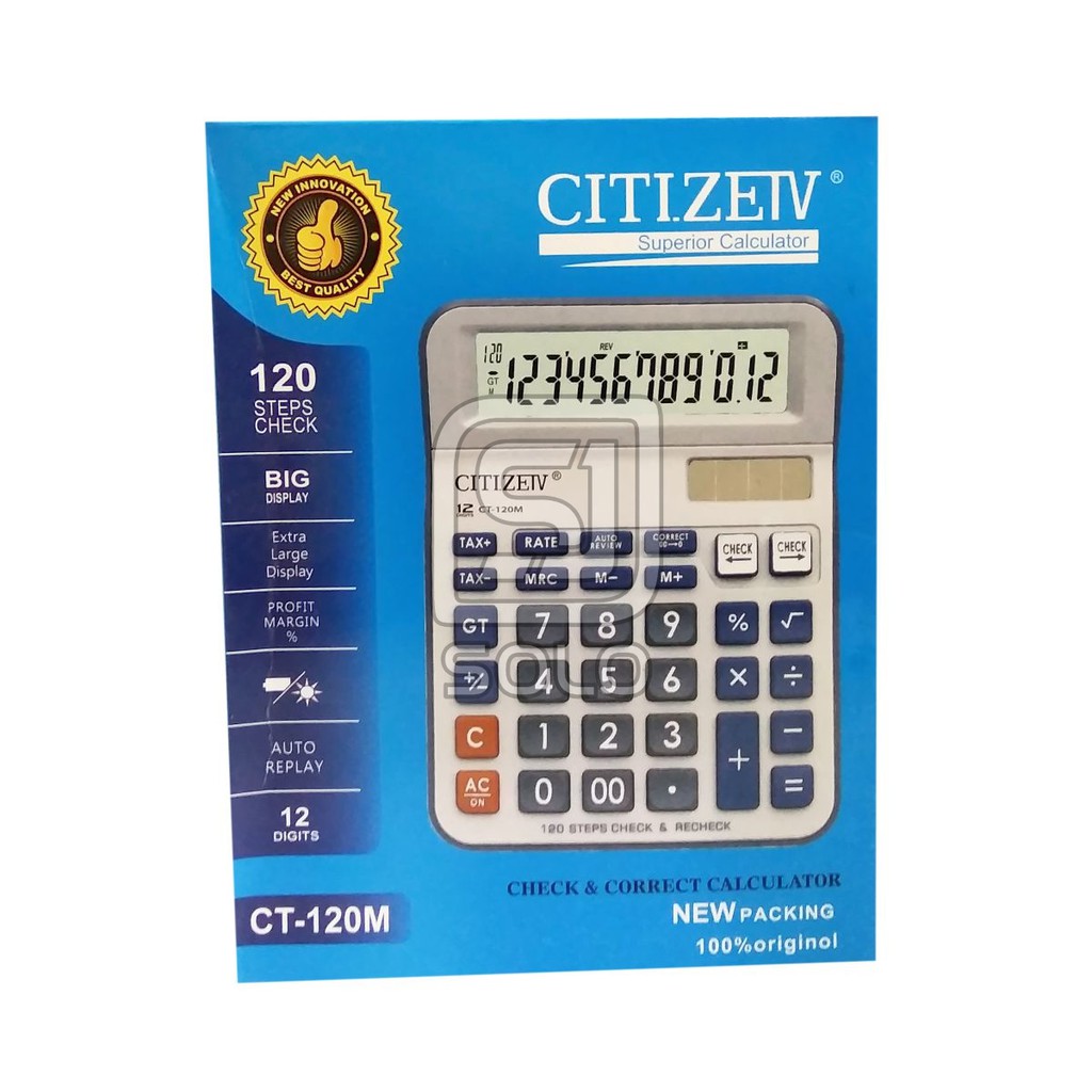 

Kalkulator Calculator CITIZEIV CT-120M 120 M Check & Correct 12 Digits