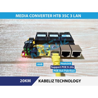 Media Converter 3F3E / 3FO 3LAN / 3SC 3RJ45 Support POE 9-24V Yellow Board Konverter 3SC 3LAN / 3FO 3RJ / 3SC 3RJ