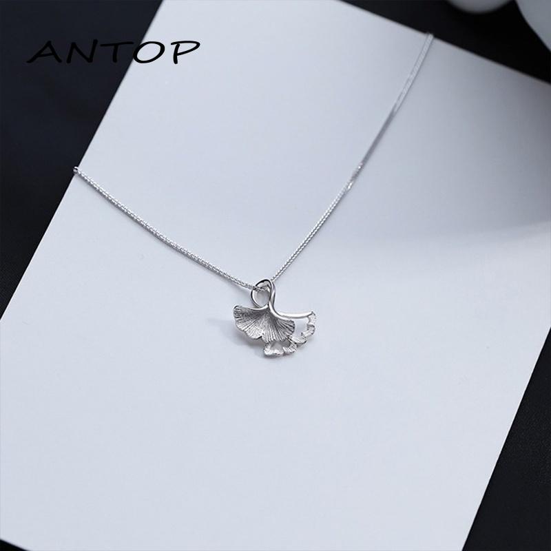 1 Pcs Korea Kalung Wanita Titanium Anti Karat Perak Ginkgo Biloba Melubangi Chain Necklace ANTOP