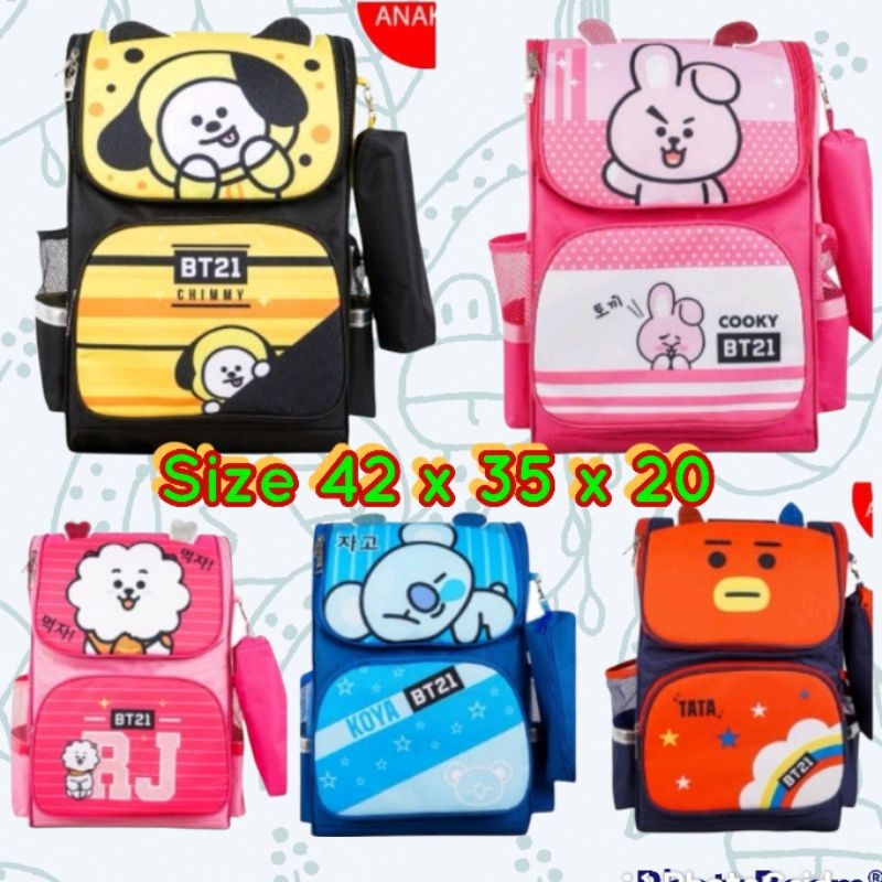 Tas Ransel Sekolah Anak Perempuan TK SD Karakter Boba Bt21 Murah