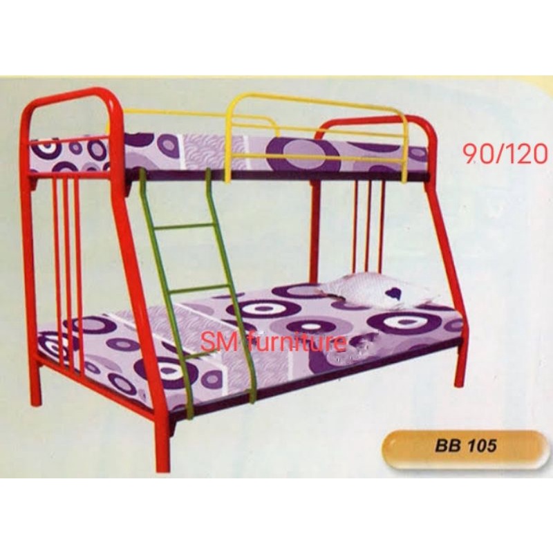 ranjang tingkat besi 90/120 x 200 + kasur busa royal foam