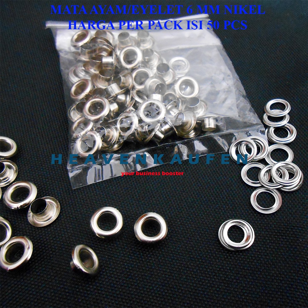 Mata Ayam / Eyelet 6 mm Nikel Silver Harga Per pack isi 50 pcs