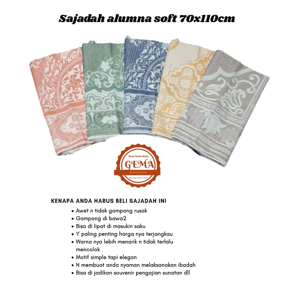 grosir sajadah almina soft 70x110cm harga/isi 20 pcs