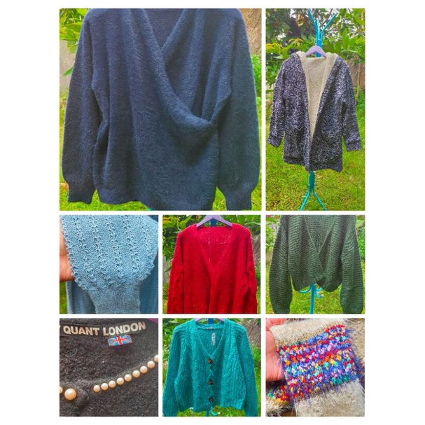 CARDIGAN OUTER LONGOUTER RAJUT KEPANG DAN FUZZY / BULU LENGAN BALON OVERSIZE #1