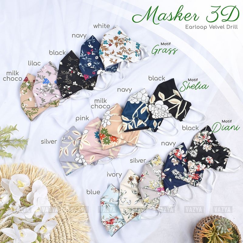 Masker 3D Earloop Velvet Drill