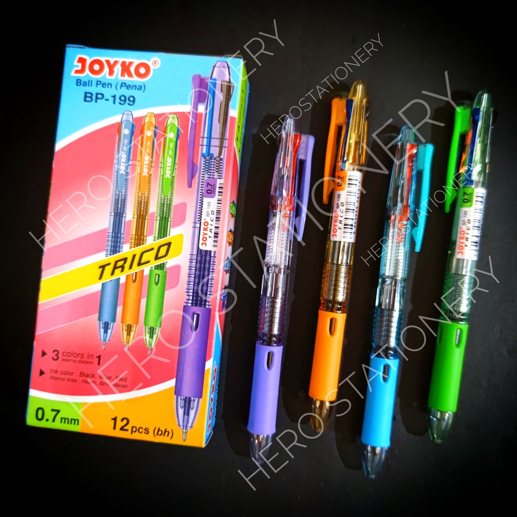 

Joyko pena ballpoint pen trico tinta 3 warna BP-199 . 12 unit