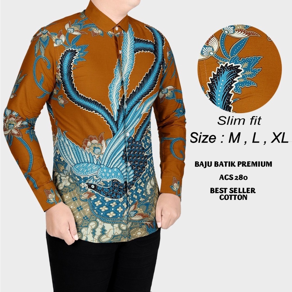 KEMEJA BATIK PRIA SLIM FIT ORIGINAL LUIGIBATANI HEM BATIK PRIA SLIM FIT KATUN SOLO VR13