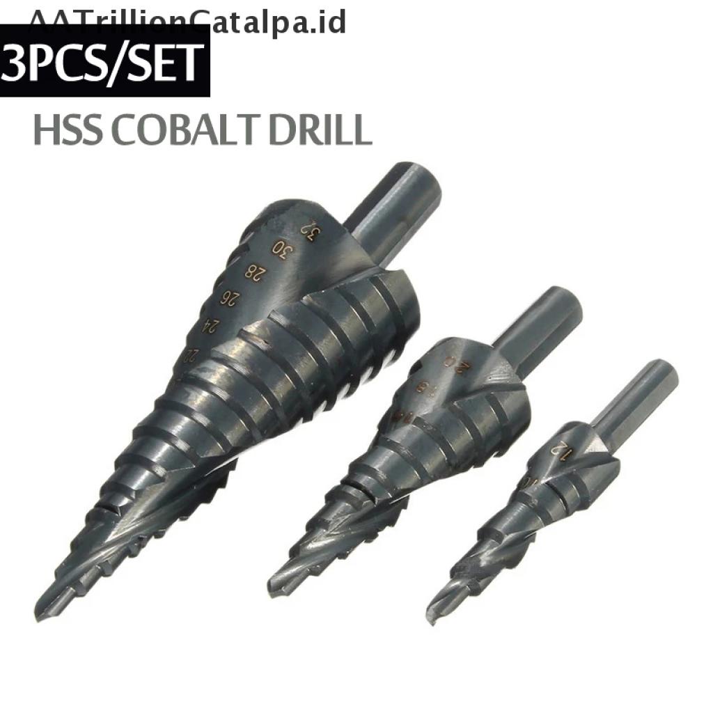 【AATrillionCatalpa】 3PCS/SET 4-32MM HSS Cobalt Step Stepped Drill Bit Set Nitrogen Spiral Hole ID