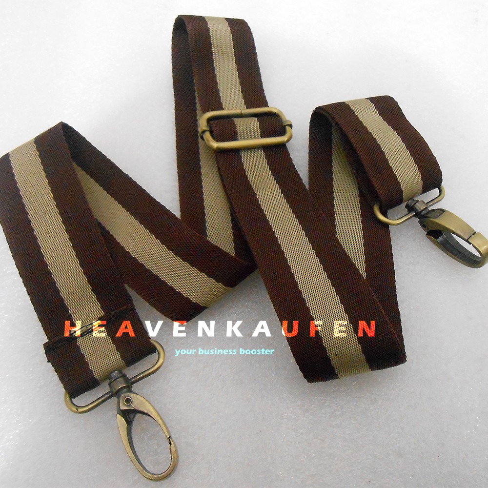 Strap Tas / Tali Selempang Slempang Selempangan Tas Coklat - Cream Lebar 3,8 cm Kait Besi ATG