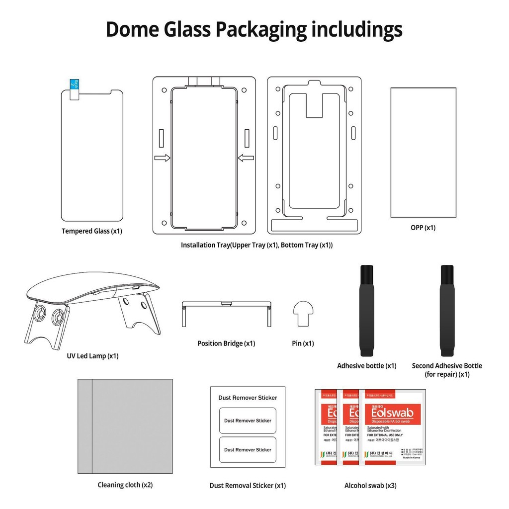 Original Full Adhesive Tempered Glass WhiteStone Dome Galaxy S8