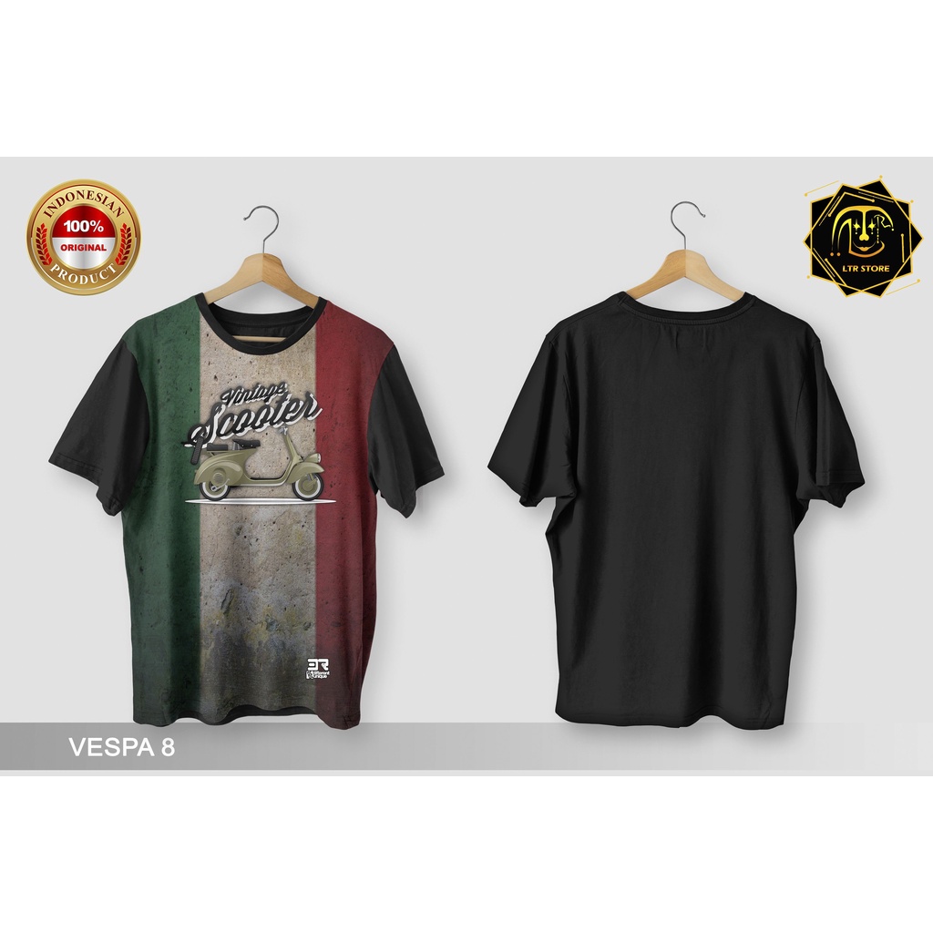 [ BAYAR DI TEMPAT ] BAJU PRINTING GAMBAR VESPA 8 - KAOS DISTRO ORIGINAL MOTIF MOTOR CALSSIC KLASIK V