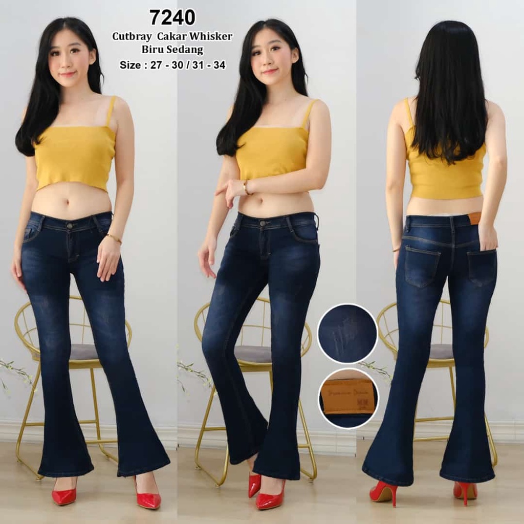 Celana Panjang Jeans Wanita Cutbray Cakar Whisker 27-30 31-34 Bisa Bayar Ditempat(COD)