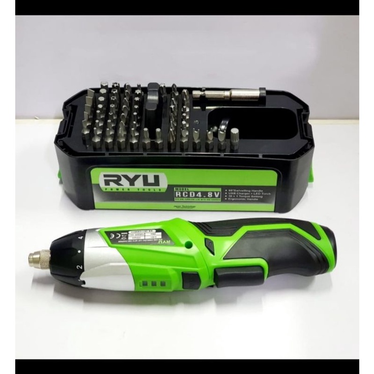 BOR RYU USB CORDLESS RCD 4.8 V 4.8V 4,8 VOLT SCREWDRIVER OBENG LISTRIK