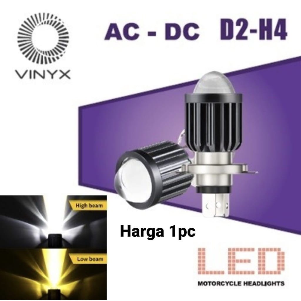 Lampu Utama LED D2 H4 Laser 2 Warna Putih Kuning Jauh Dekat Ac Dc Untuk Motor Mobil  / Lampu Depan H4 Laser Socket kaki 3